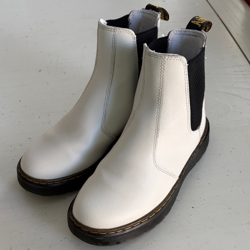 Dr. Martens Kids White and Black Chelsea Boots